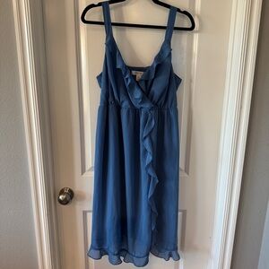 Motherhood Maternity Blue Chiffon Ruffled‎ Sleeveless Dress